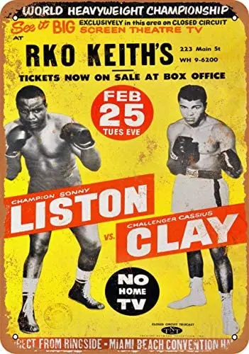 

Коллекция 1964 года, Sonny Liston по сравнению с глиной кассии 12X8 дюймов, металлический жестяной ретро знак, винтажный художественный плакат, налет