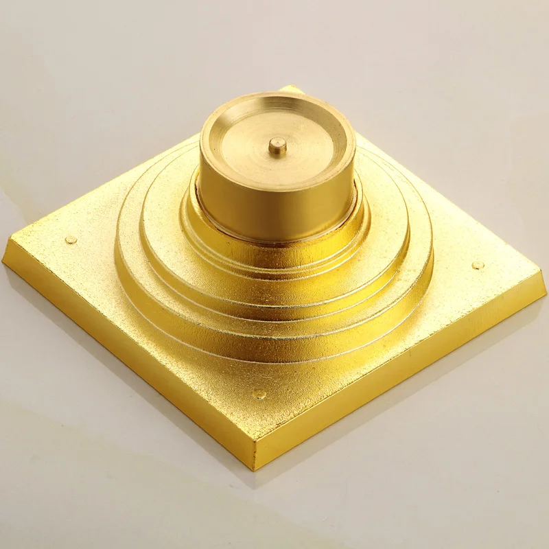 

Brass Floor Drain 10*10cm Gold Bathroom Shower Square Drain Strainer Balcony Deodorant Grate Waste Bathroom Drains