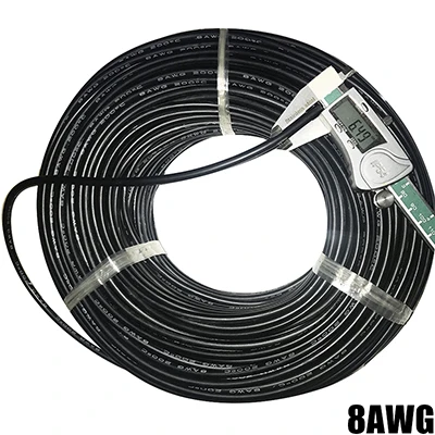 black 100 м 8AWG силиконовый провод ультра гибкий кабель 8.3мм2 высокая температура тестовая линия провод-60C~ 200C луженая медь кабель DHL - Цвет: black