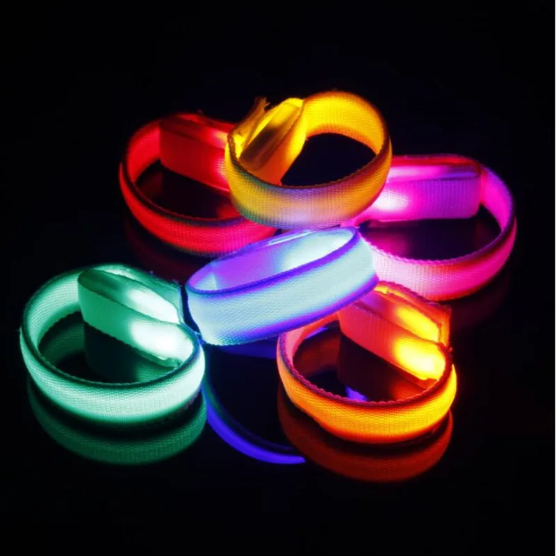 

20202018 New LED Flashing Wristband Arm Band Night Running Light Up Bracelet Bangle Bar KTV Disco Rave Glow Party Supplies