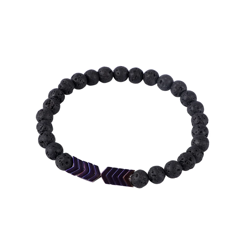 Браслет из натурального камня священный двойной яркий черный браслет с бисером