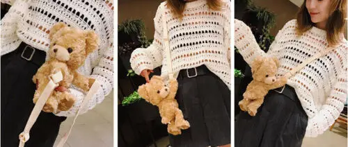 

2020 Fashion Toddler Kids Baby Girls Cute Smile Bear Soft Plush Doll Lolita Handbag Animal Shoulder Bag