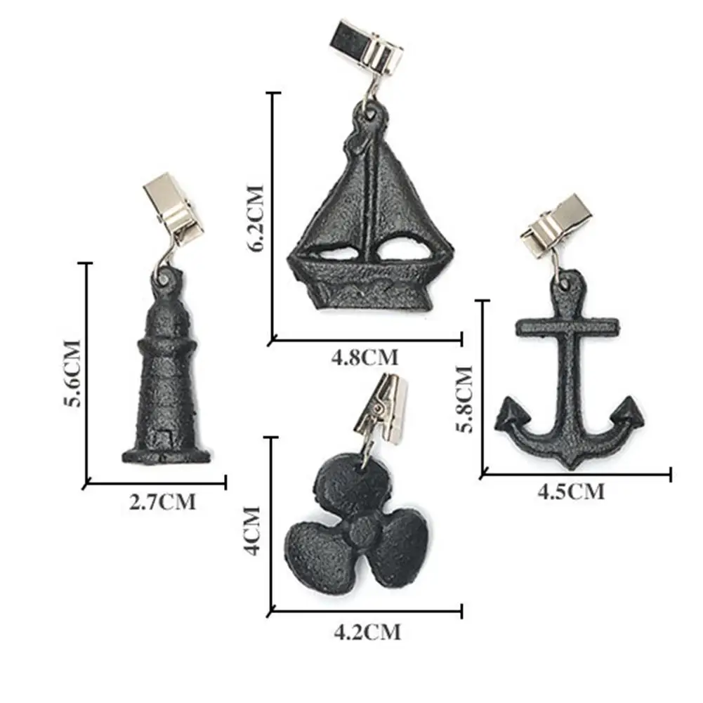 

4PCS Vintage Table Cloth Weights Antique Cast Iron Windproof Table Cloth Weights Clip For Outdoor Picnic Blanket Pendant