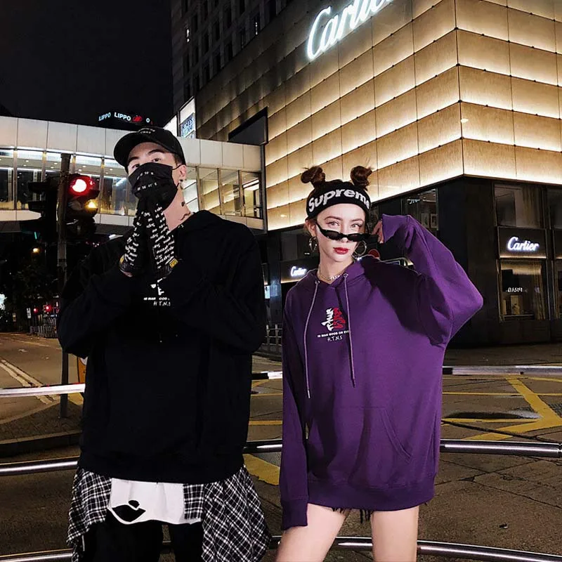 Осенне зимние толстовки в китайском стиле с оригинальным принтом для пары