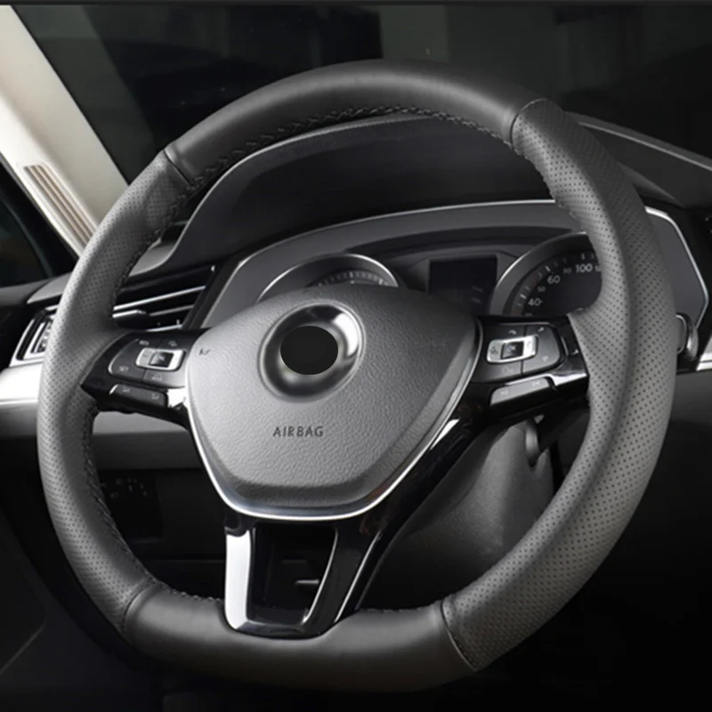 Чехол на руль из микрофибры для Volkswagen VW Golf 7 Mk7 Passat B8 новый Polo Jetta Tiguan Bora D прошитый