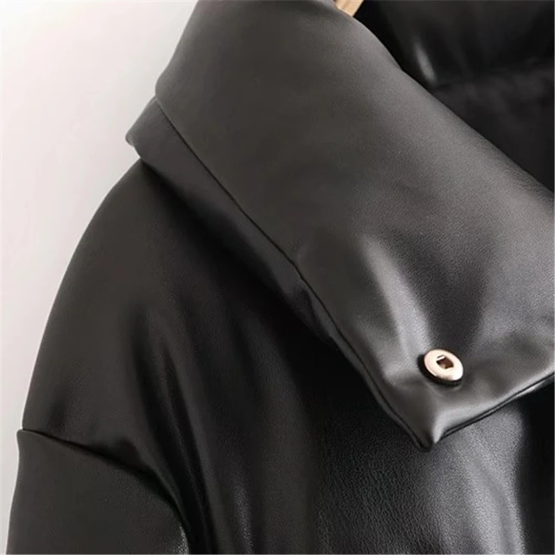KEYANKETIAN Za women's jacket winter warmth imitation leather parka coat jacket women's PU jacket women's jacket clothing