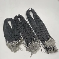 fashion 1 5mm 2 0mm 45cm 60cm 70cm mixed black wax rope lobster clasp necklace lanyard jewelry pendant cords 100pcfree shipping