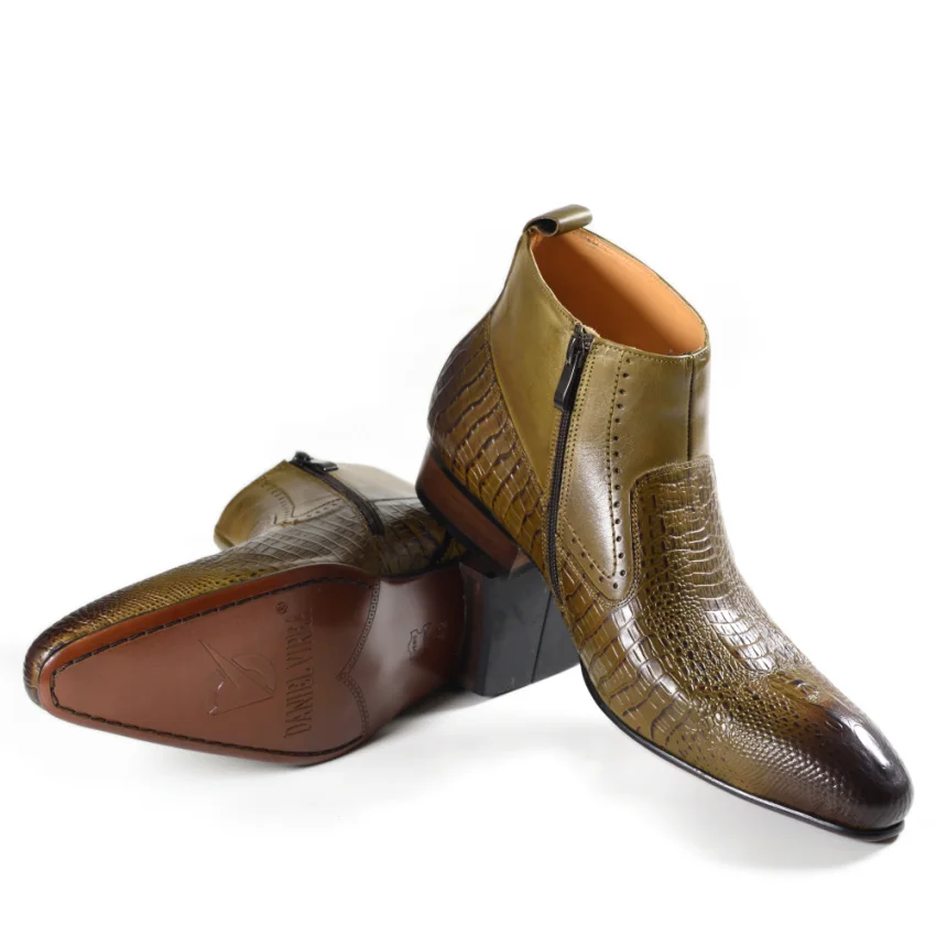 Мужские ботинки модные кожаные ручной работы с тиснением роскошные стильные