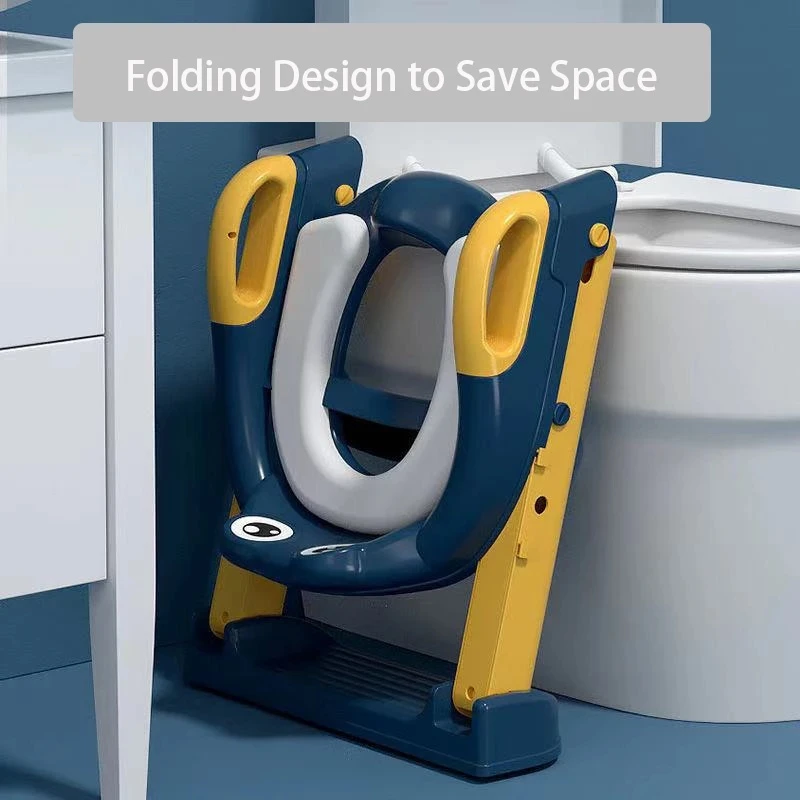 

Folding Baby Potty Seat Urinal Backrest Training Chair with Adjustable Step Stool Ladder Safe Toilet Chair for Children Toddlers