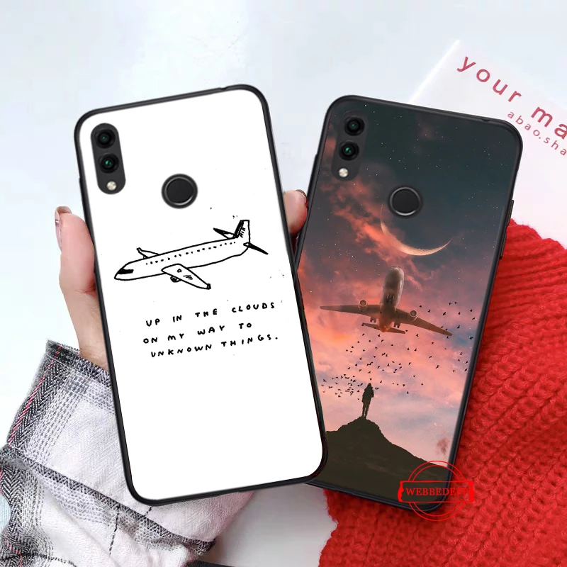 Aircraft Airplane fly travel Silicone Case for Huawei honor 6A 7A Pro 7X 8 Lite 8X 8C 9 9X Note 10 View 20 | Аксессуары для