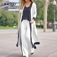 women casual v neck sling top straight trouser long cardigan 3pcs suit solid wide leg pant spring autumn streetwear dropshipping