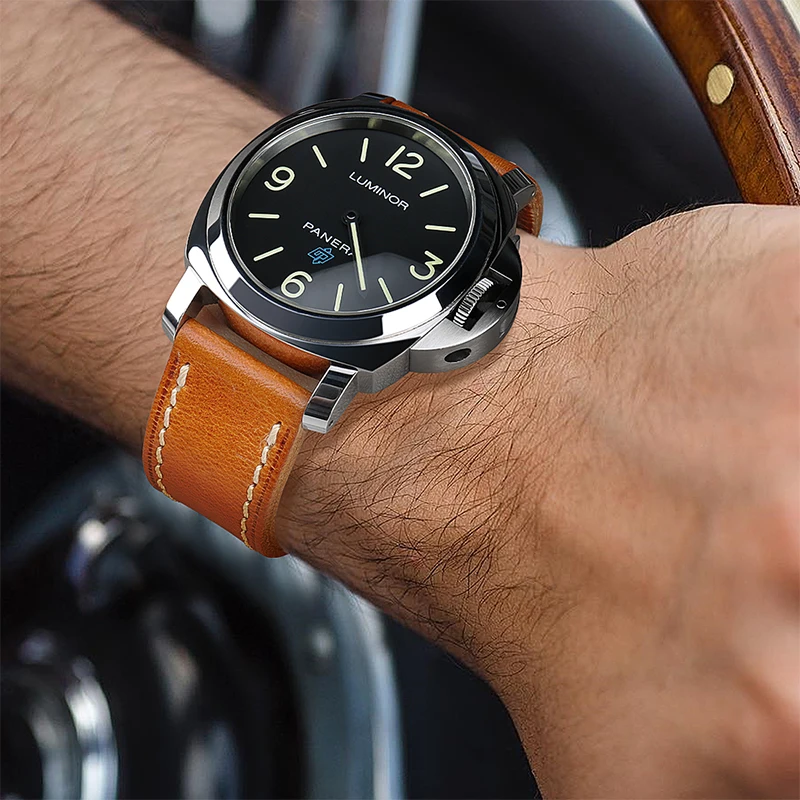 DEETLE Genuine Calfskin Leather Watchband 20mm 21mm 22mm 24mm Straps with Solid Automatic Butterfly Buckle Business Watch Band