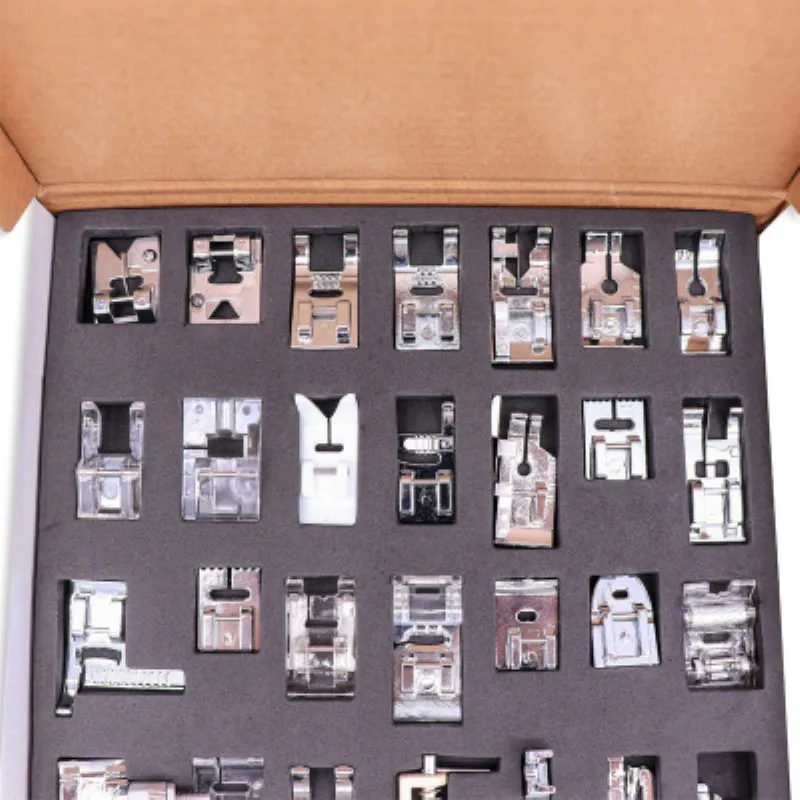 

Большие размеры 32 шт комбинации аксессуары для швейных машин, промышленных вагон лапка пластина пластиковая лапка для ног многофункционал...