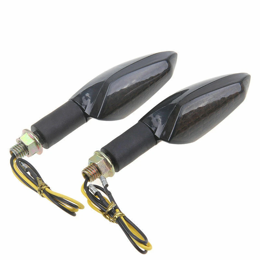 

2x LED Black Motorcycle Turn Signal Light Indicators Amber Smoked Lens Universal