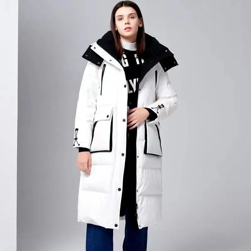 

2021 winter extreme cold white duck down down jacket women's long standerd casual thickening tooling jacket warm coat for girls