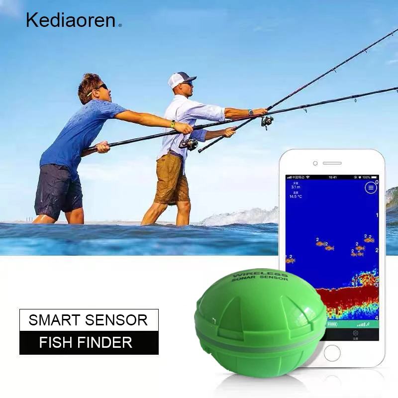 Беспроводной эхолот с Bluetooth, эхолот, рыболокатор, глубинный эхолот 50 м, 164 футов, зонд для поиска рыбы с литиевой батареей, приложение для iOS и ...