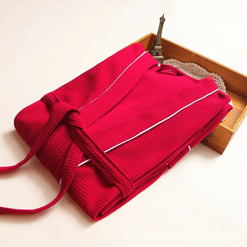 Couple Waffle Bathrobe Soft Cotton Bathrobe Women Robes Men Robes Plus Size Robe Sleepwear