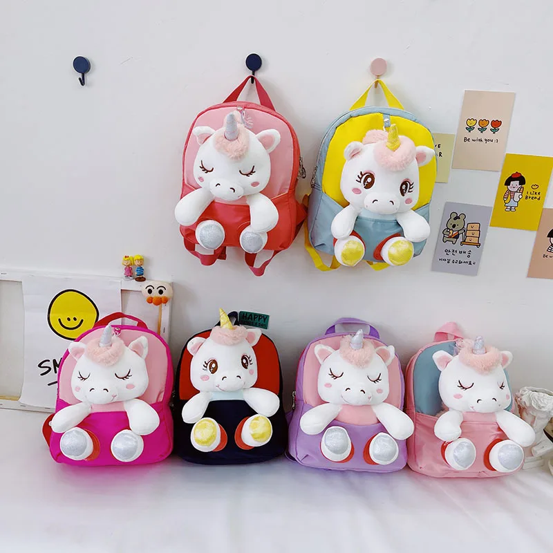 Mini Cartoon Plush Unicorn Backpack Kids School Bag Kawaii Backpack Girls Kindergarten Backpack Toddler Baby Children School Bag