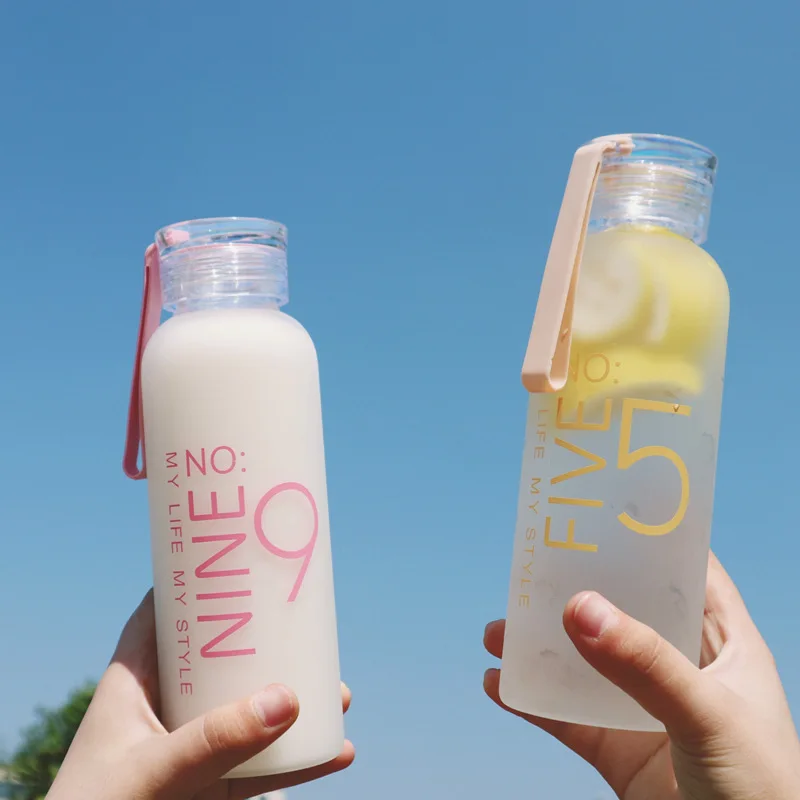 

Water cup lovers simple creative text design with frosted glass cup breakfast Oatmeal Milk creative gift 480ml