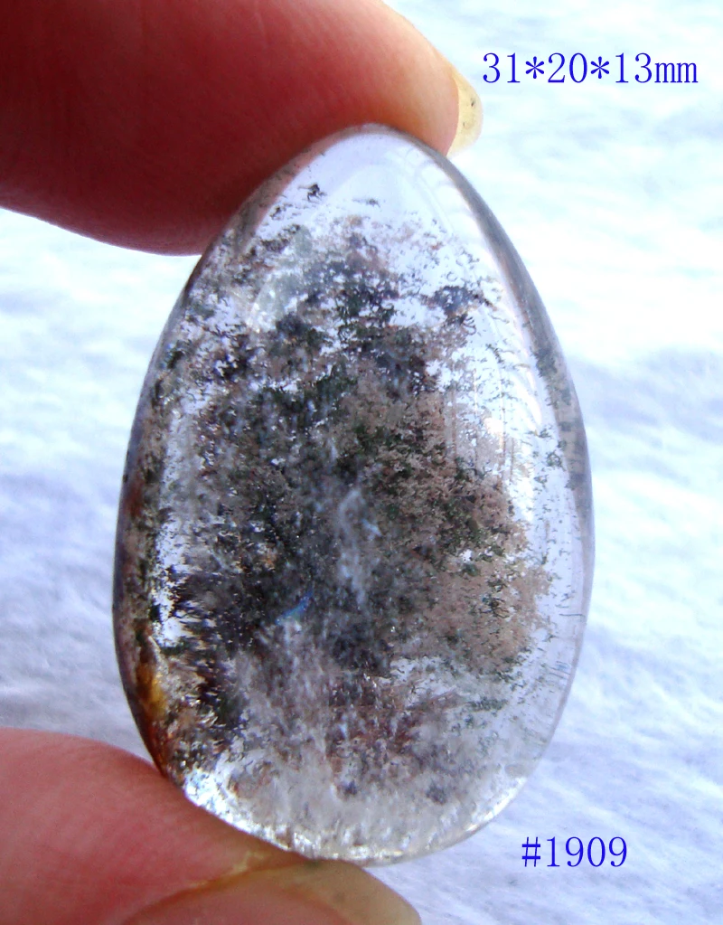 Натуральный зеленый фантомный кварцевый кристалл в форме каплевидной капли