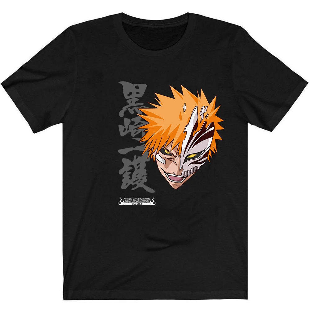 Отбеливающая аниме футболка Мужская хлопковая Ichigo Kurosuki одежда топы футболки |