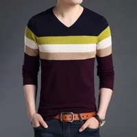 fashion new autumn brand sweaters 2021 men pullover warm slim fit jumpers knit v neck striped korean style casual mens clothes
