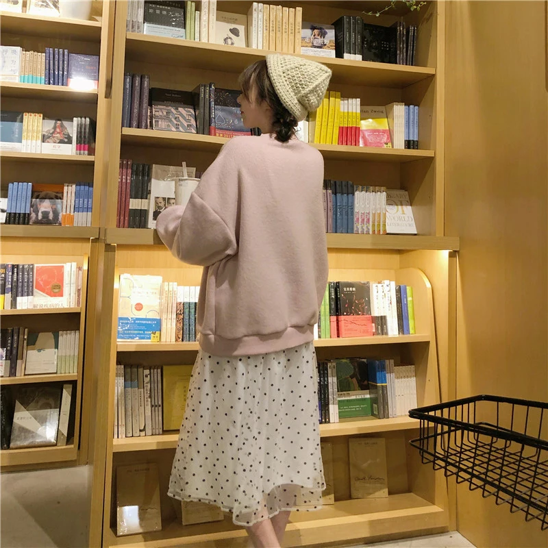 Японский осенне-зимний свитер кардиган женский однотонный с пуговицами пэчворк