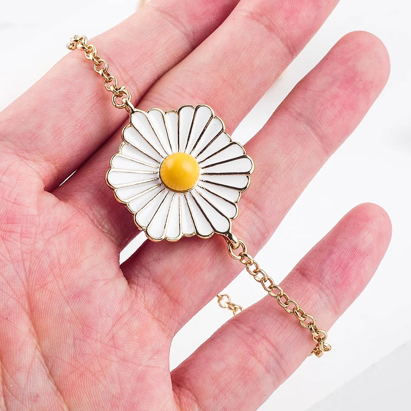 Эмалевый Цветочный браслет 2019 новые дизайнерские милые женские цепочки с