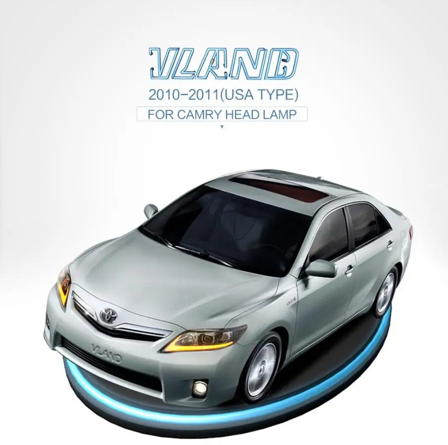 VLAND завод для автомобильных фар для Camry светодиодный налобный фонарь(тип США) 2009 2011 с движущимся сигналом