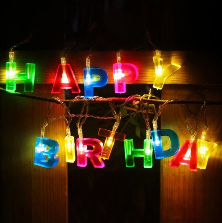 

LED HAPPY BIRTHDAY Letter Shaped Battery Operated String Lights Birthday Party Decor Supplies
