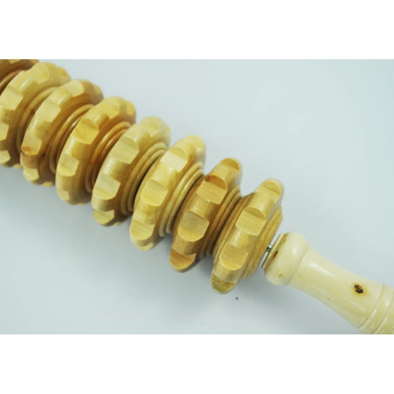 Lady Home Wooden Wheel 9 Rollers Belly Health Massager |