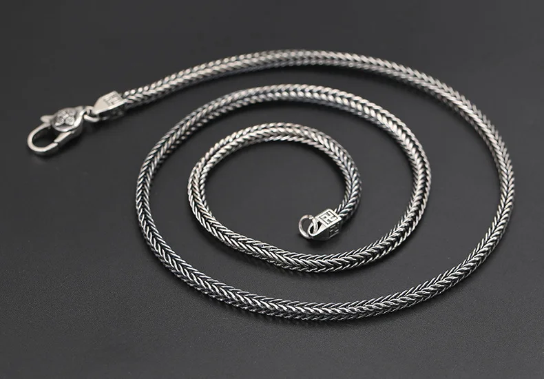 4 мм твердая 925 пробы Серебряная Мужская Женская цепочка Vajra foxtail 45 75 см