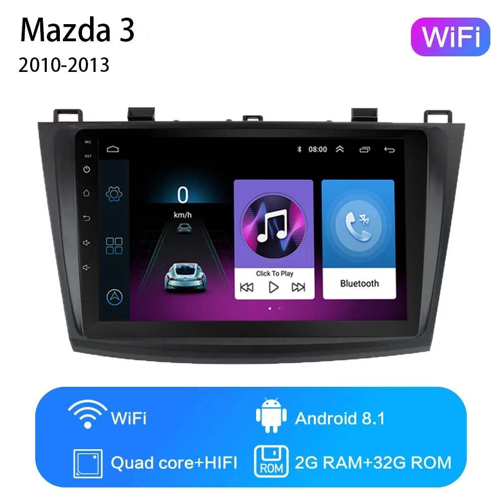 WIFI 2G-32G 2G+ 32G " 2din Android 8,1 GO автомобильный Радио gps навигация wifi Bluetooth плеер карта для Mazda 3 2004-2013 автомобильный dvd-плеер - Цвет: WIFI 2G-32G