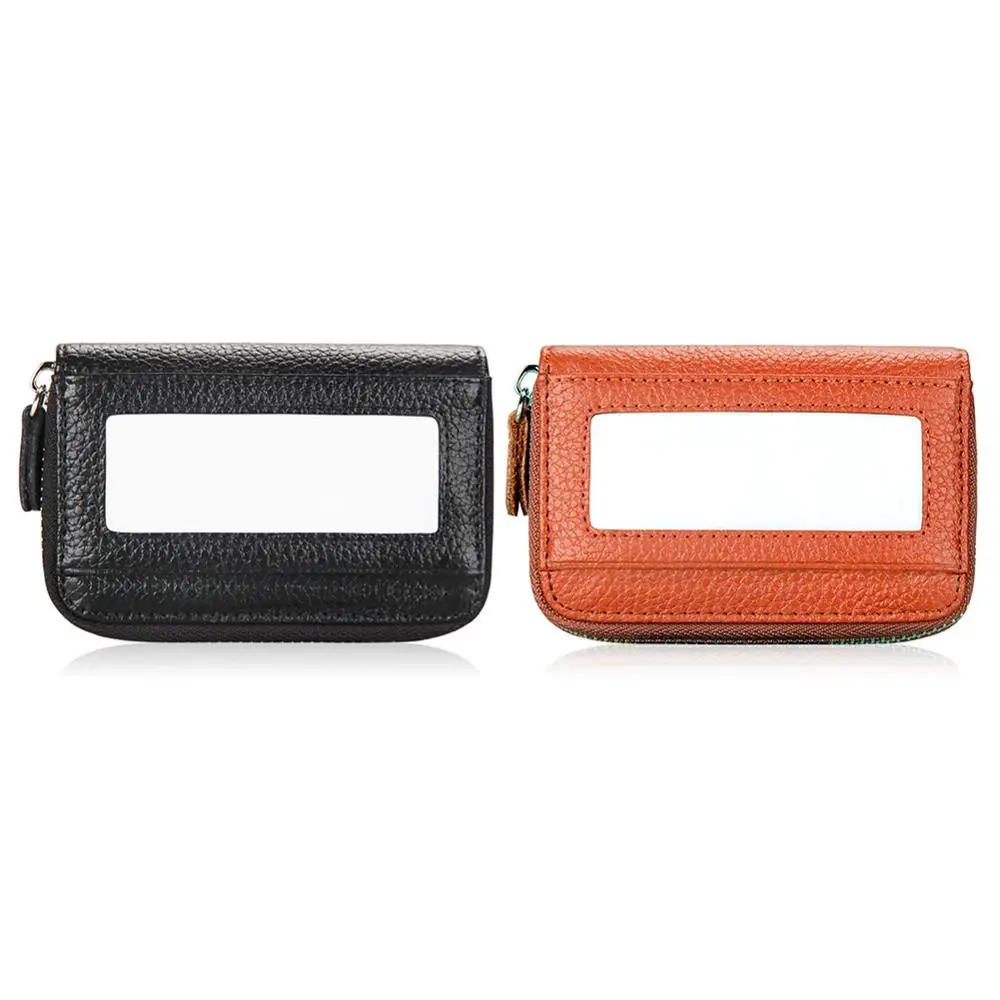 Зазор мода RFID унисекс натуральная кожа Кредитная ID Бизнес молния твердый