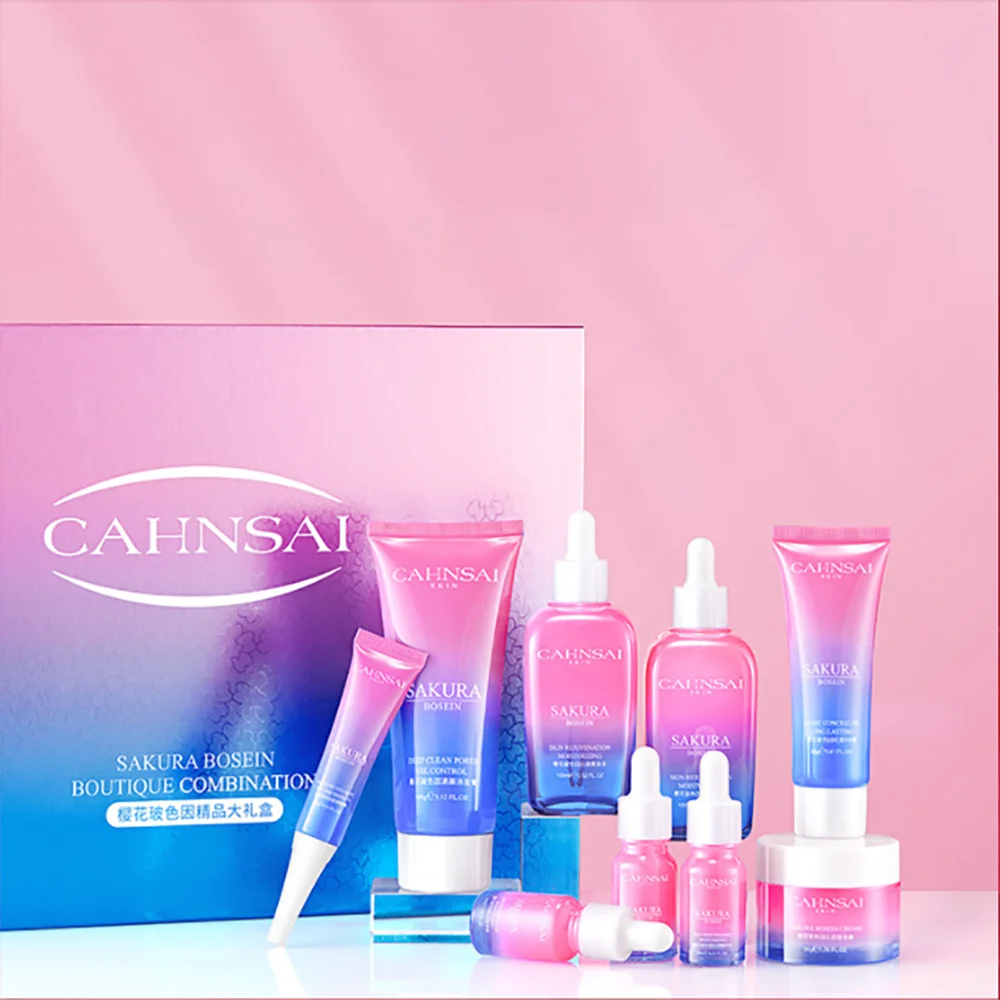 

Cherry blossoms Bosein 12Pcs Face Skincare Product Set Repairing Anti-aging Anti-wrinkle Moisturizing Whitening Face Tonic Cream