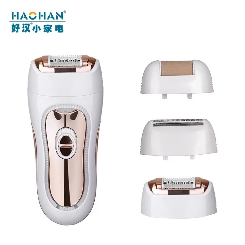 3 In 1 Women Epilator Haohan Electric Hair Removal Double-Sided Massage Wheel Design Replaceable Head Ladies Trimmer Top Sale