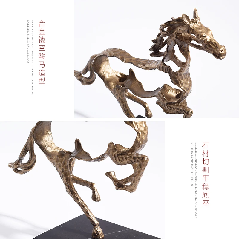 

Modern luxury Nordic creative hollow horse ornaments model room office living room porch hall decoration