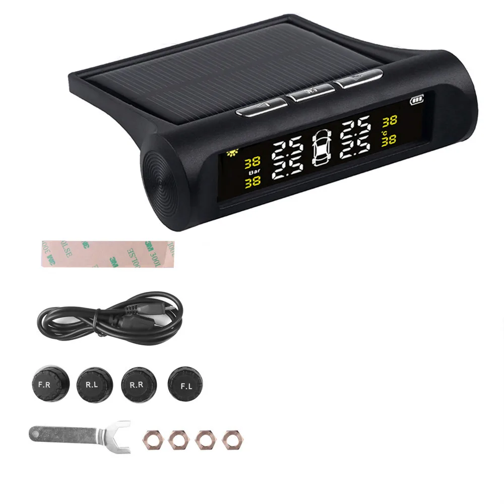 TPMS Item 3 Сигнализация давления в шинах Система контроля давления в шинах 4 датчика стволовых клапана TMPS манометр тестер воздуха Psi Бар мониторинг - Цвет: TPMS Item 3