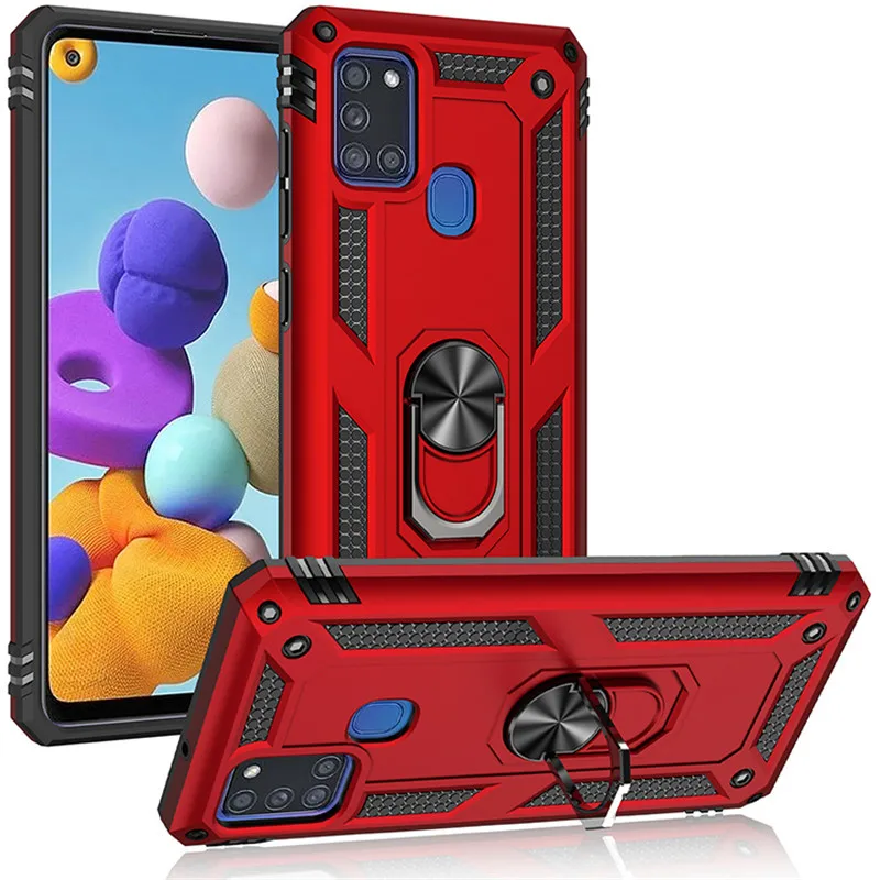 Роскошный бронированный Магнитный чехол для Samsung A21S A21EU A31 M31 A51 A71 с кольцом