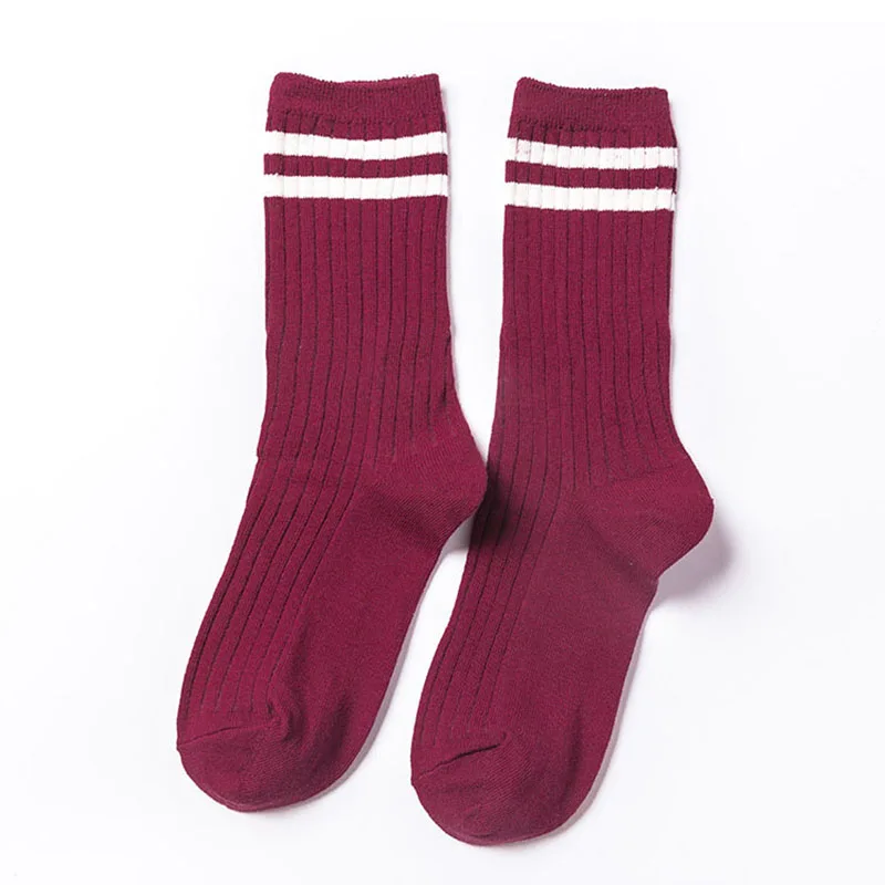 color 6 wine red Зимние шерстяные носки, плотные теплые вязаные женские носки в полоску, рождественский стиль, женские короткие носки - Цвет: color 6 wine red