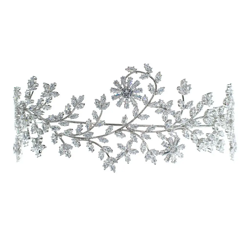 

2019 New Crystal Cubic Zirconia Bridal Wedding Soft Flower Headband Hairband Tiara Hair Jewelry Accessories Hairpieces CHA10030