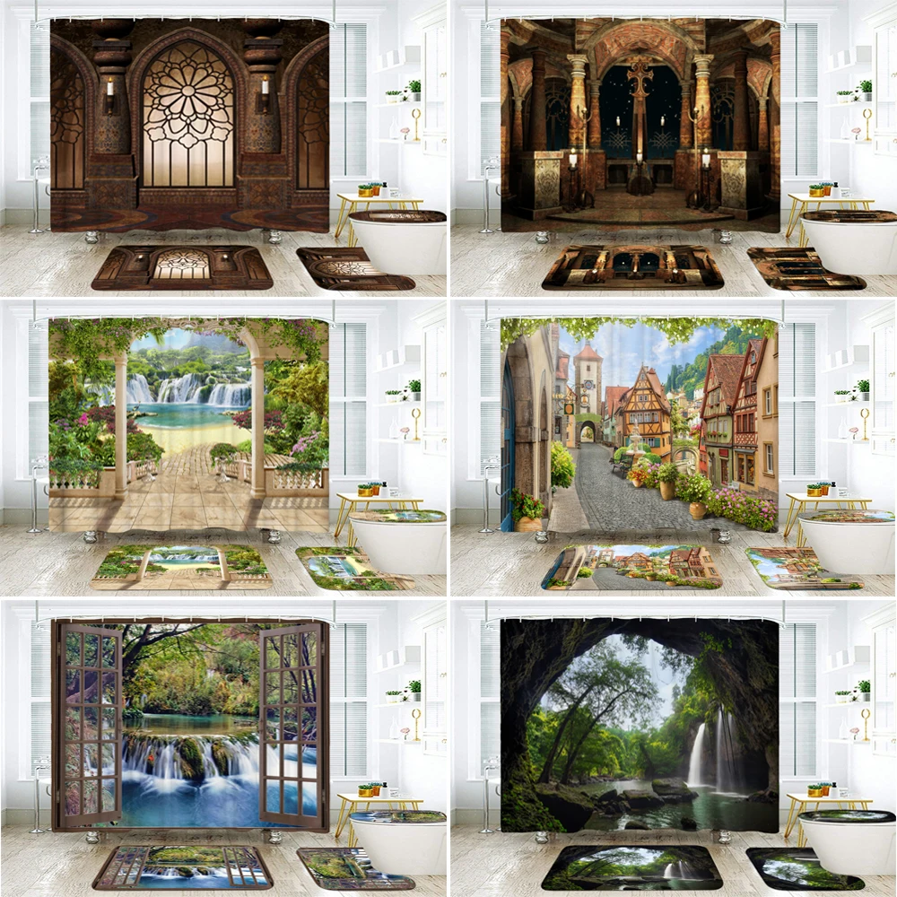 Европейская трехмерная занавеска для душа двора качественные водонепроницаемые