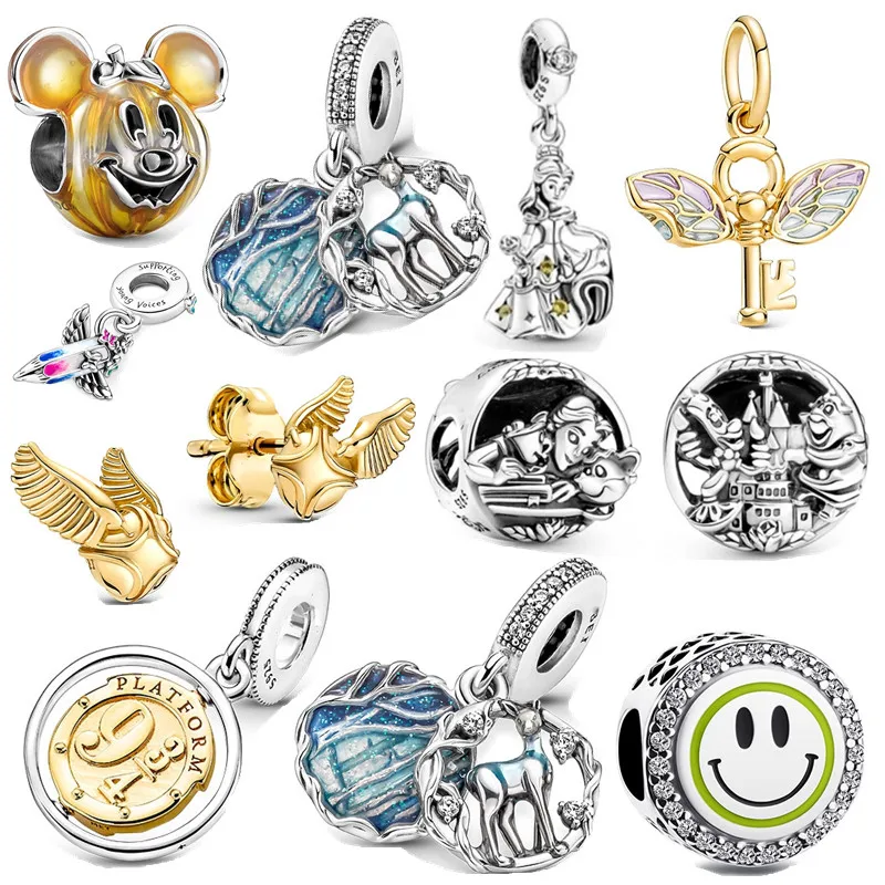 

2021 new beads 100% 925 sterling silver flying key pendant Hedwig rotating charm fit Pandora bracelet women original jewelry