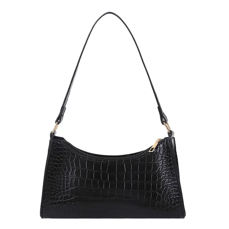 

Retro Crocodile Pattern Shoulder Bag For Women PU Leather Armpit Bag France Baguette Bag Casual Female Handbags Advanced Totes