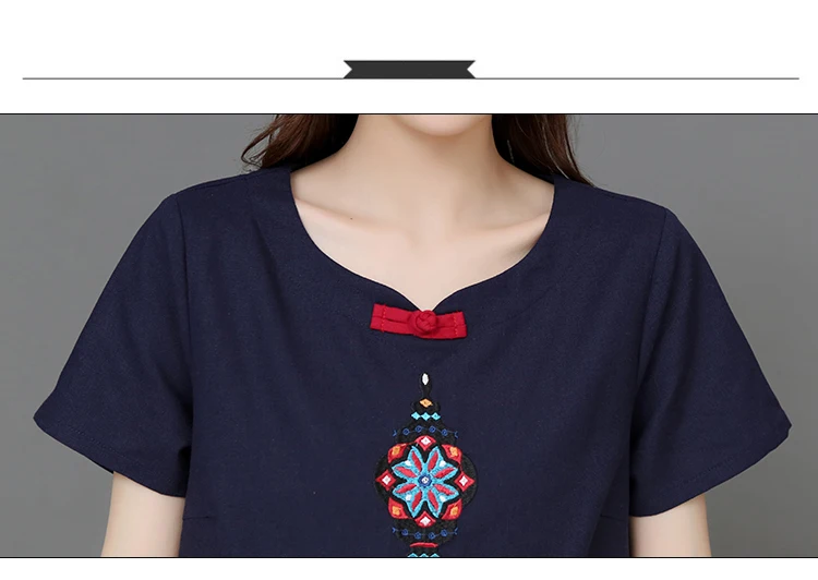 Китайское платье Cheongsam льняное женское традиционное китайское стильное платье Cheongsam женское платье с коротким рукавом Qipao платье с национальным принтом
