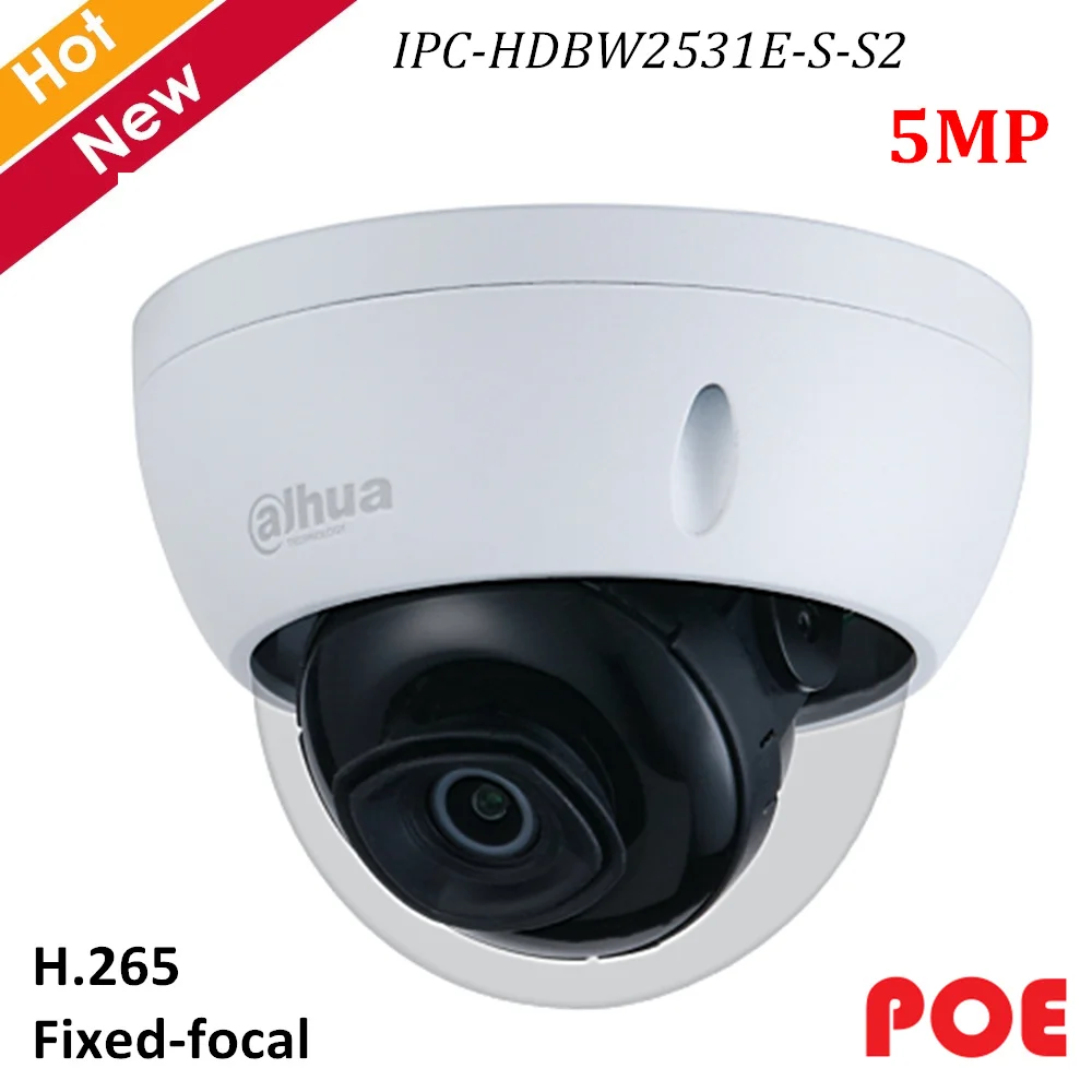 Dahua ip-камера 5MP Lite IR с фиксированным фокусным расстоянием купольная сетевая ip-камера встроенный ИК светодиодный H.265 POE Водонепроницаемая камера Поддержка sd-карты