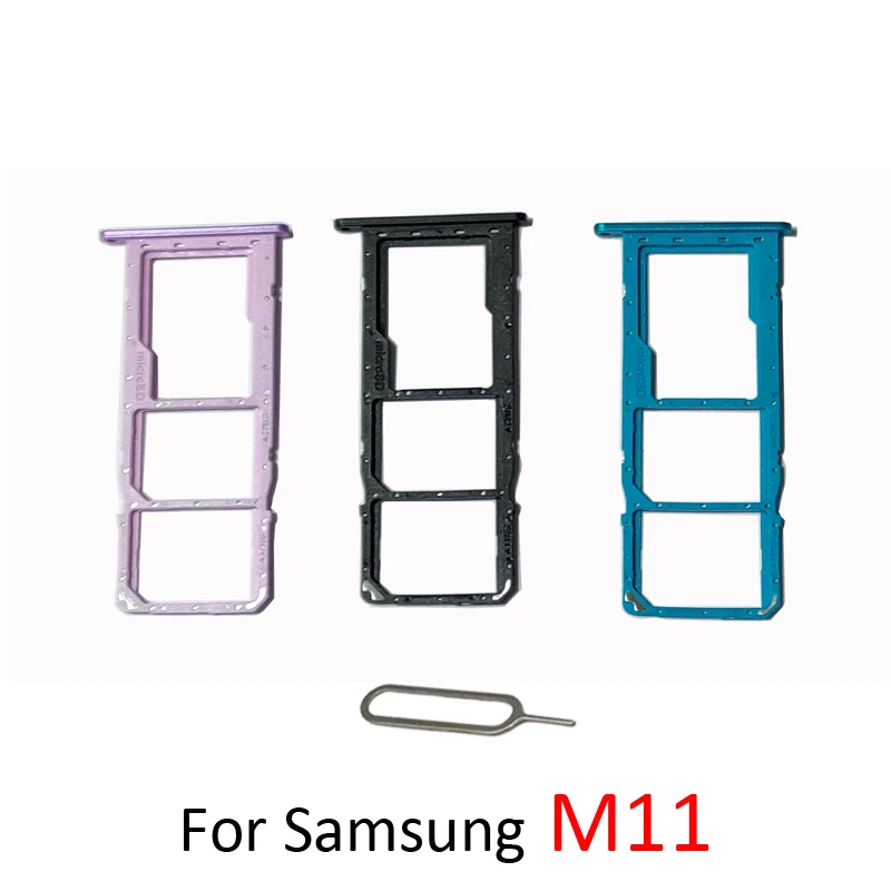 

Phone SIM SD Card Trays For Samsung Galaxy M11 M115F M115 Original Phone SIM Chip Card Slot Holder Part Black With Pin