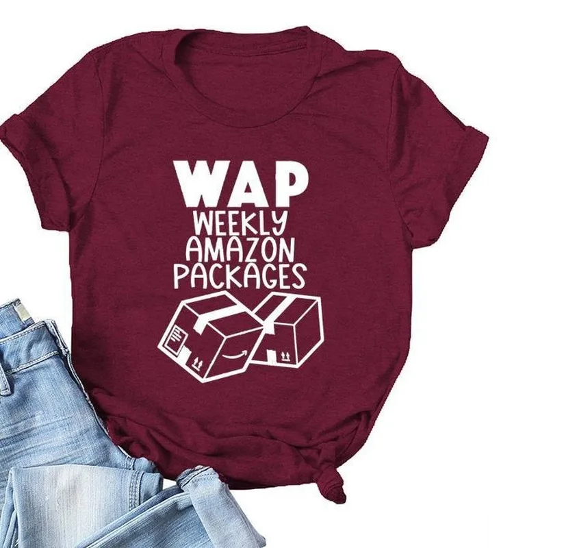 

WAP Weekly Package Letter Print T Shirt Women Short Sleeve O Neck Loose Tshirt Summer Women Tee Shirt Tops Camisetas Mujer