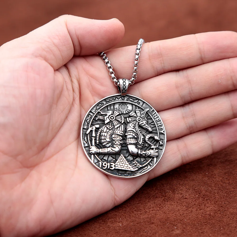 Ожерелье с кулоном в готическом стиле из египетского фараона и Анубиса Мужская