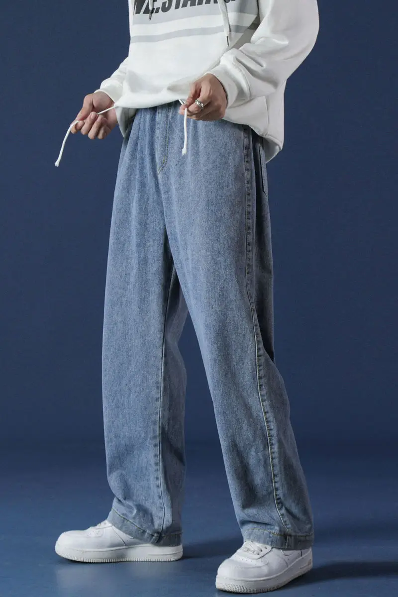 

Men's jeans spring and winter 2021 new straight-legged wide-leg large size m-3xl jeans loose casual fashion young men's clothing